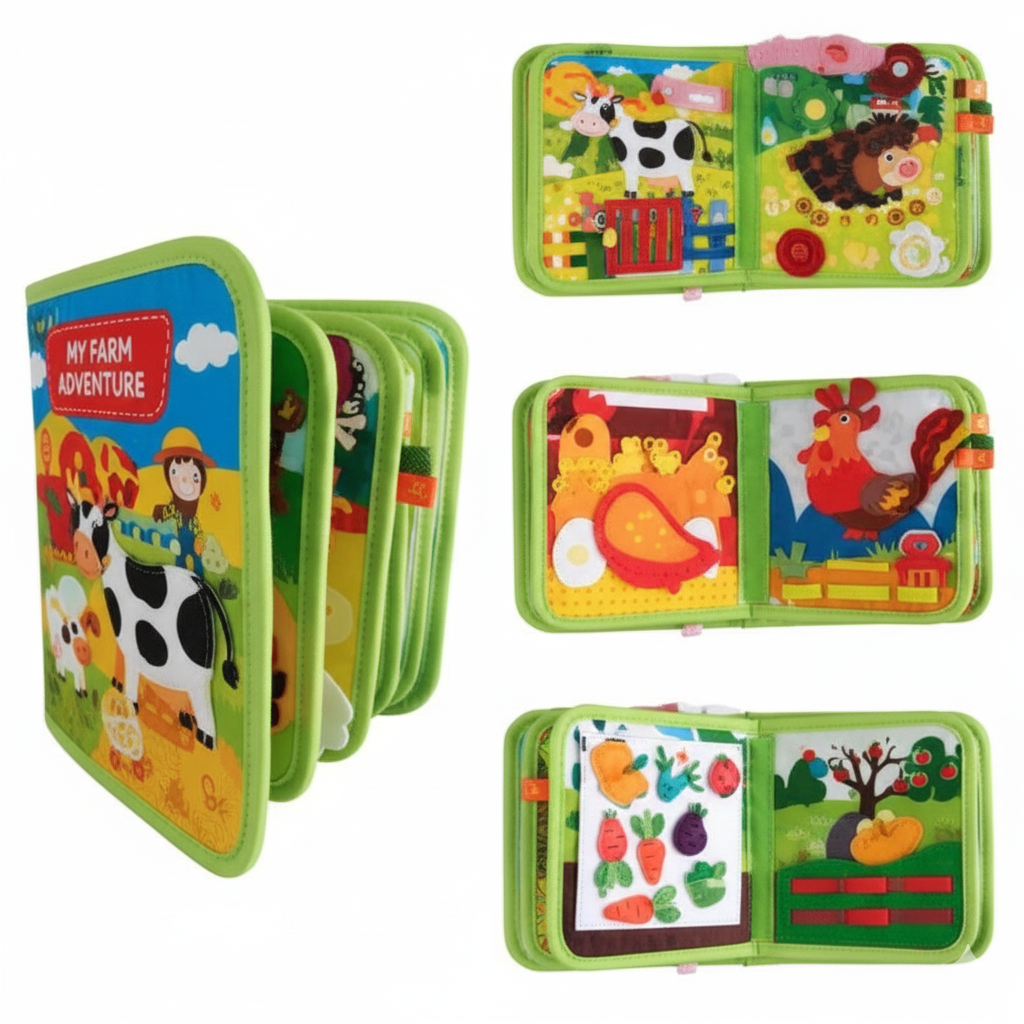 1–6 Yaş Çocuklar İçin Dikkat, Odak ve İnce Motor Gelişimini Destekleyen Montessori Keçe Aktivite Kitabı